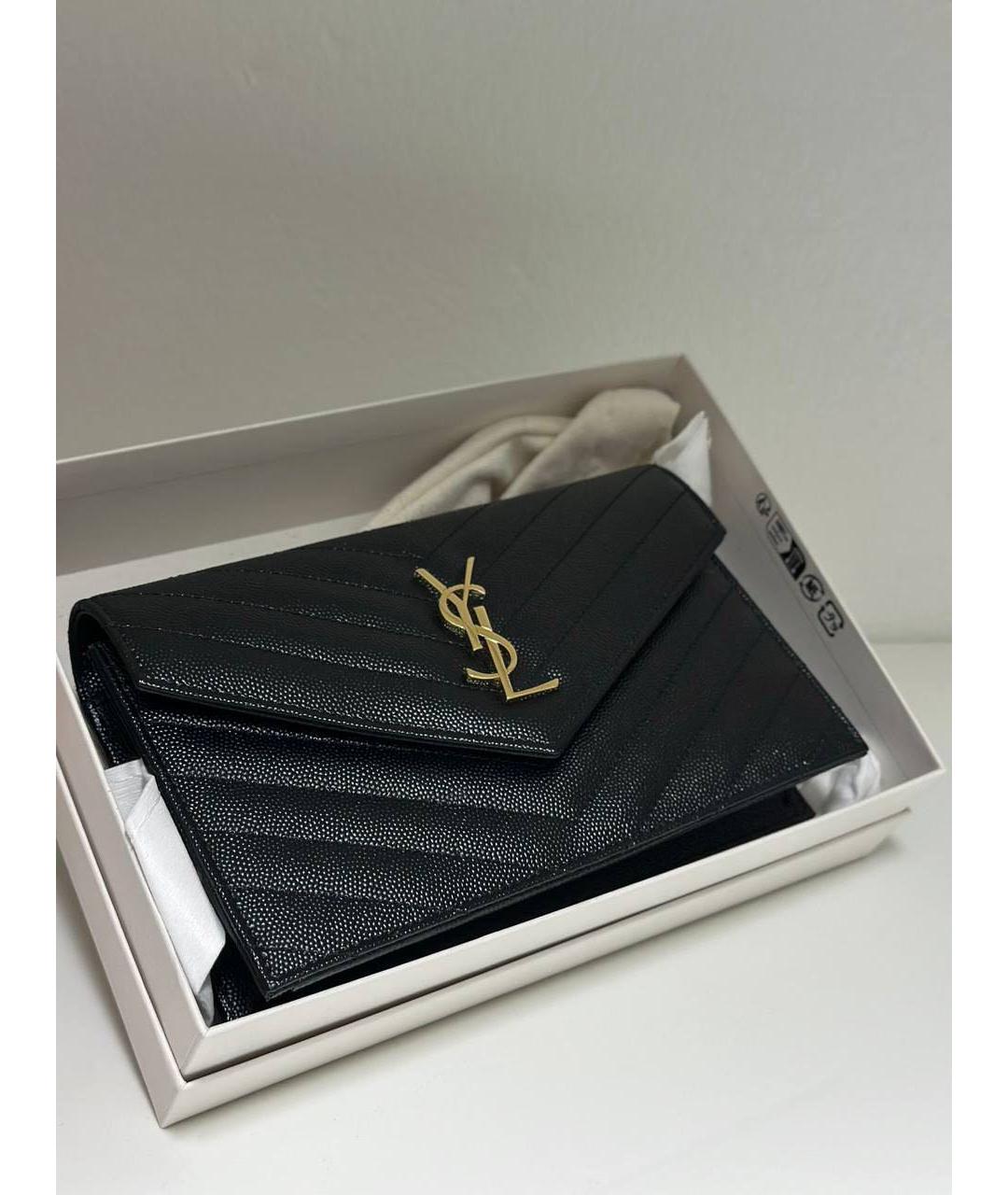 SAINT LAURENT Черная кожаная сумка через плечо, фото 2