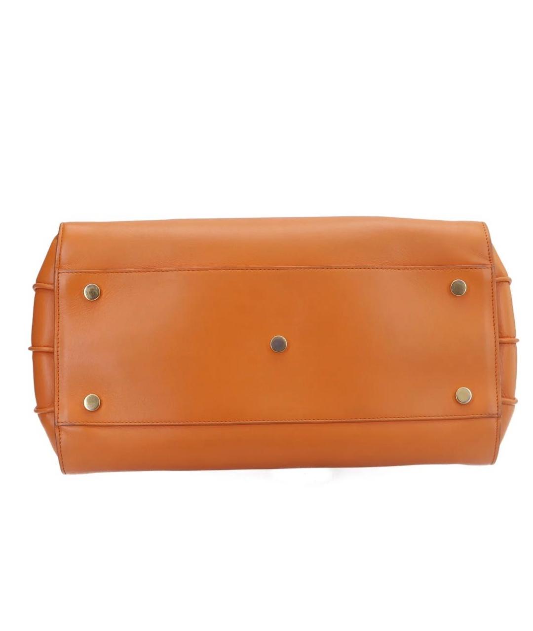SAINT LAURENT Оранжевая кожаная сумка с короткими ручками, фото 6