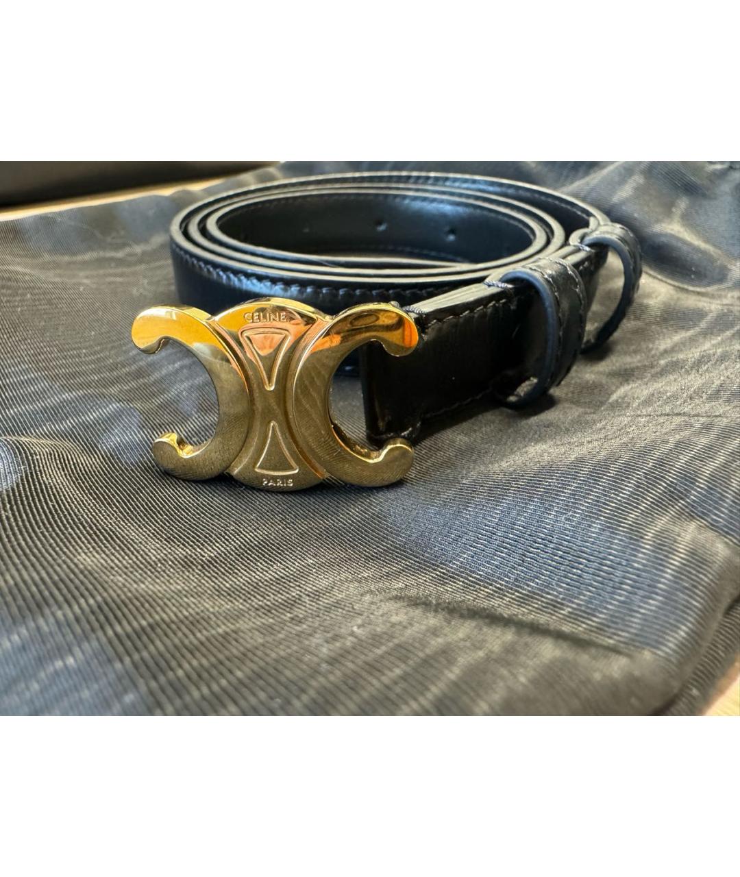 CELINE Черный кожаный ремень, фото 7