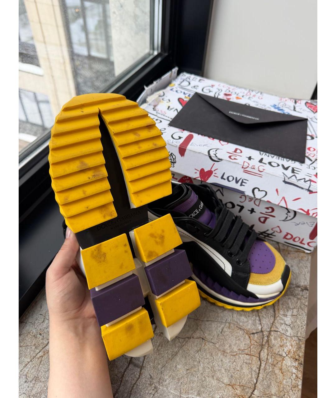 DOLCE&GABBANA Мульти кожаные кроссовки, фото 5