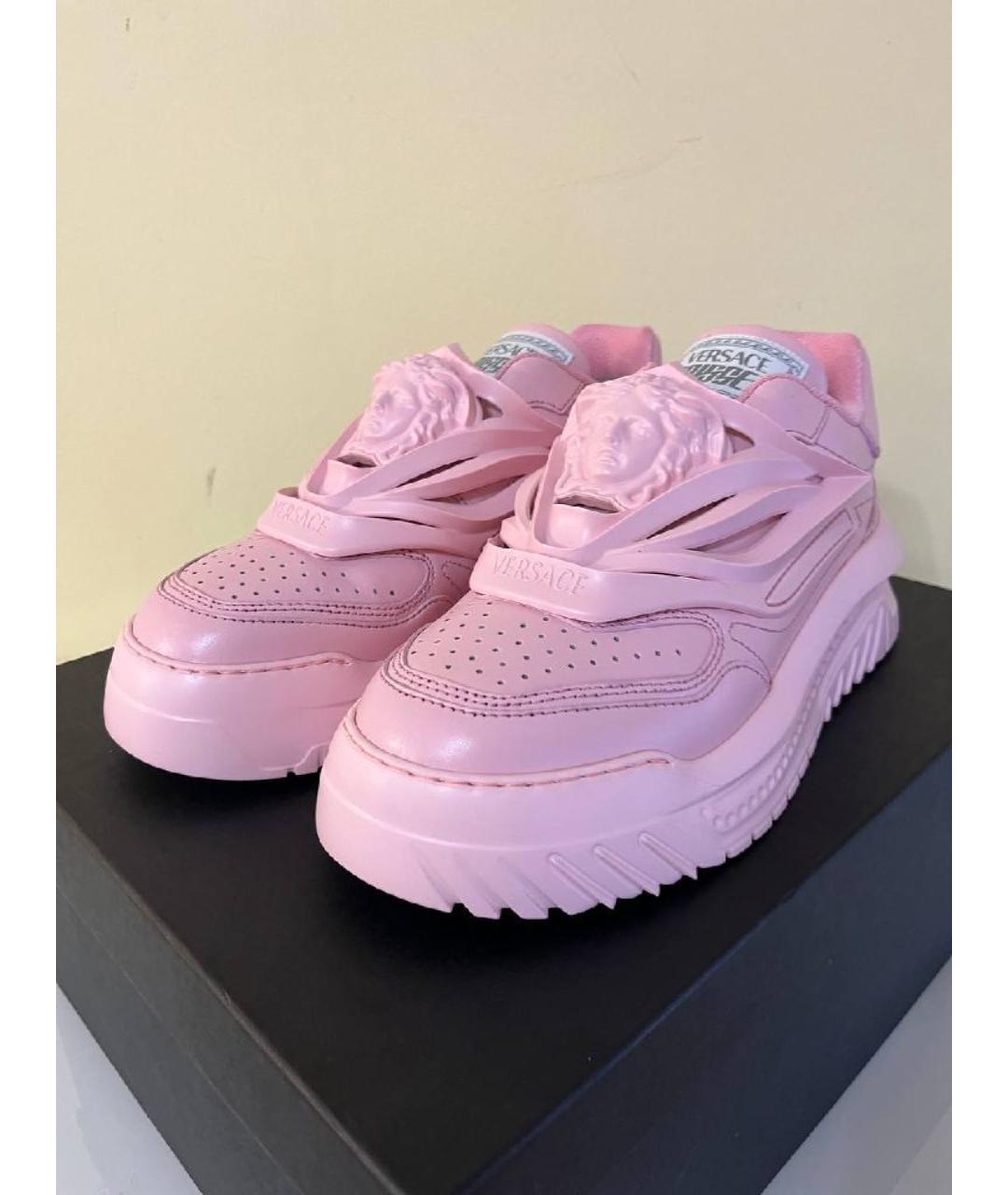 VERSACE Розовые кожаные кеды, фото 4