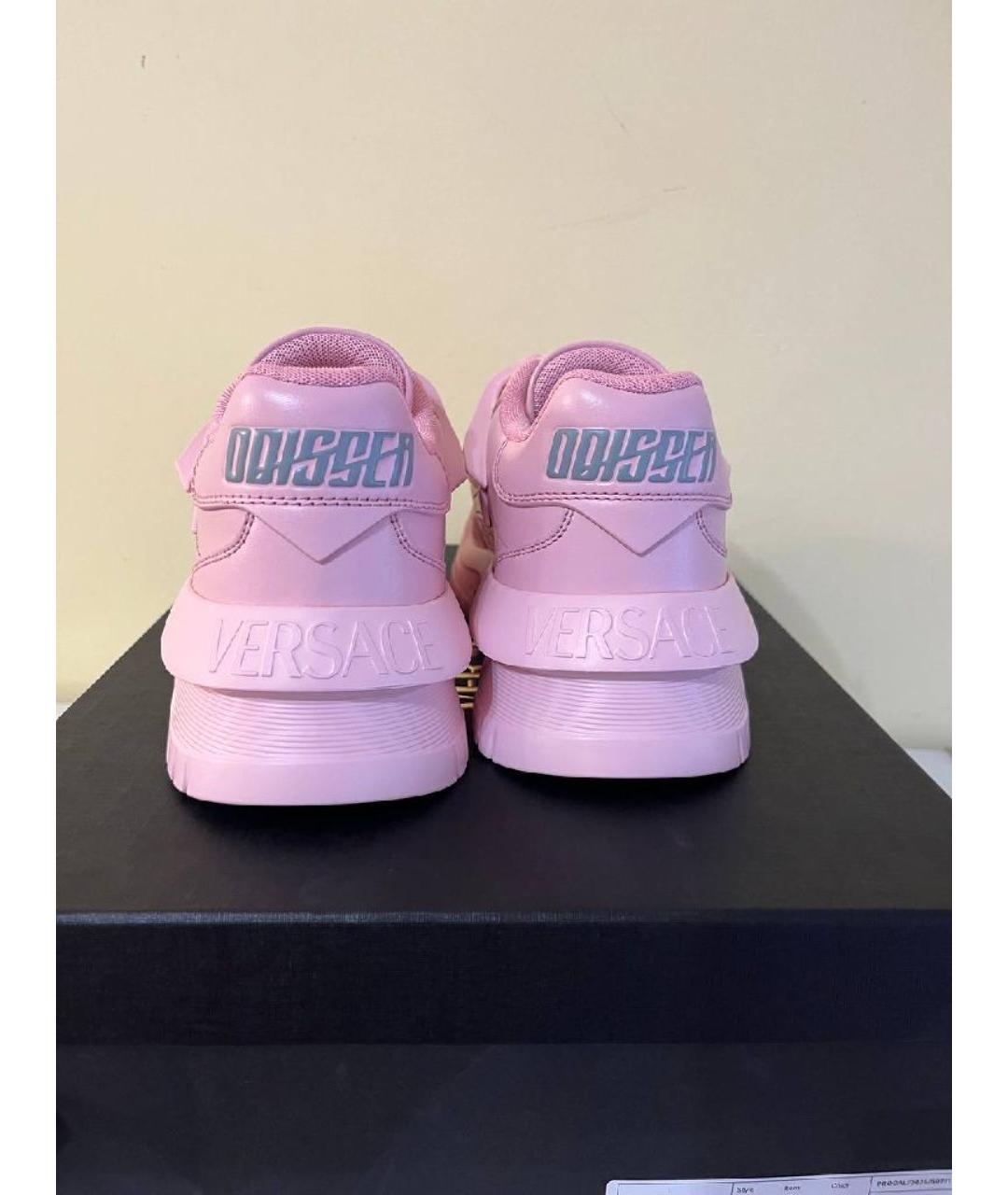 VERSACE Розовые кожаные кеды, фото 3
