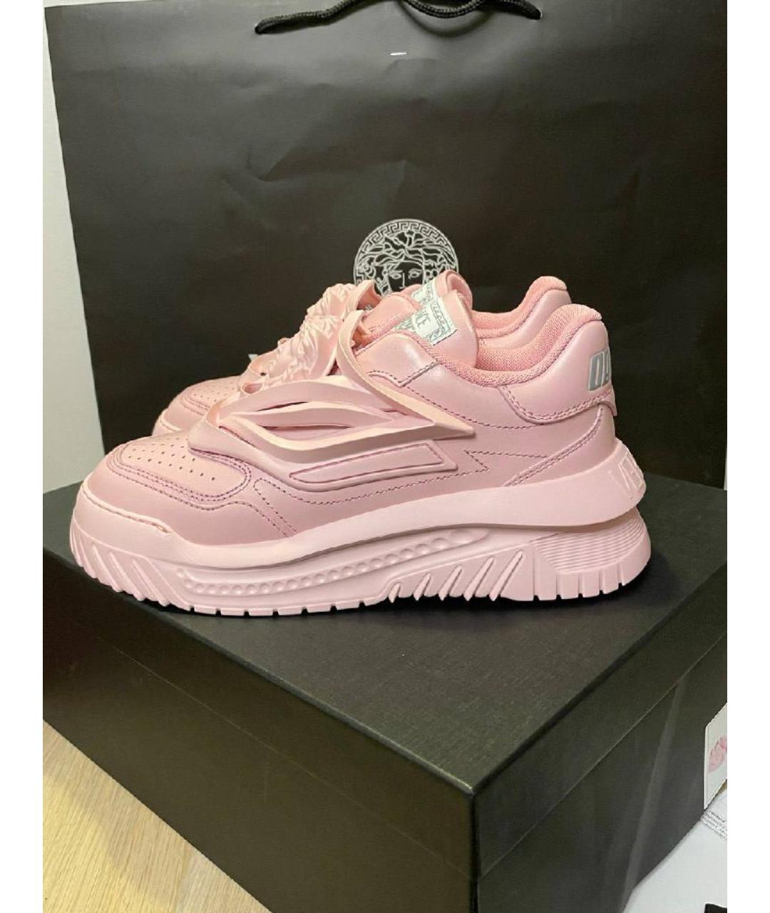 VERSACE Розовые кожаные кеды, фото 6