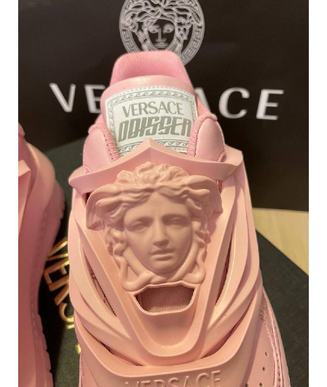 VERSACE Розовые кожаные кеды, фото 5