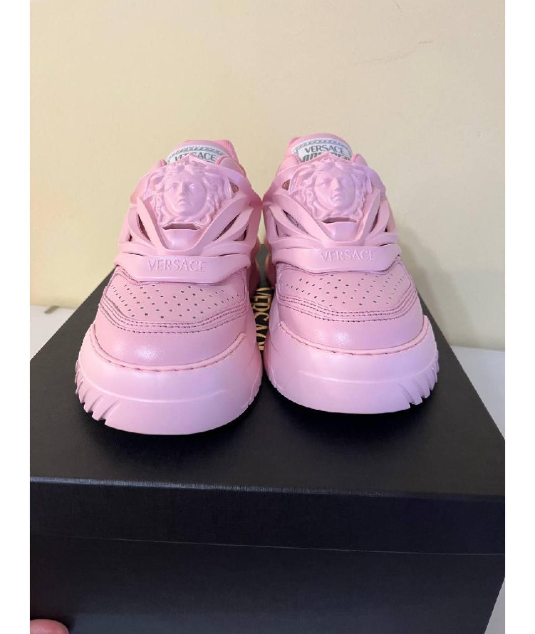VERSACE Розовые кожаные кеды, фото 2