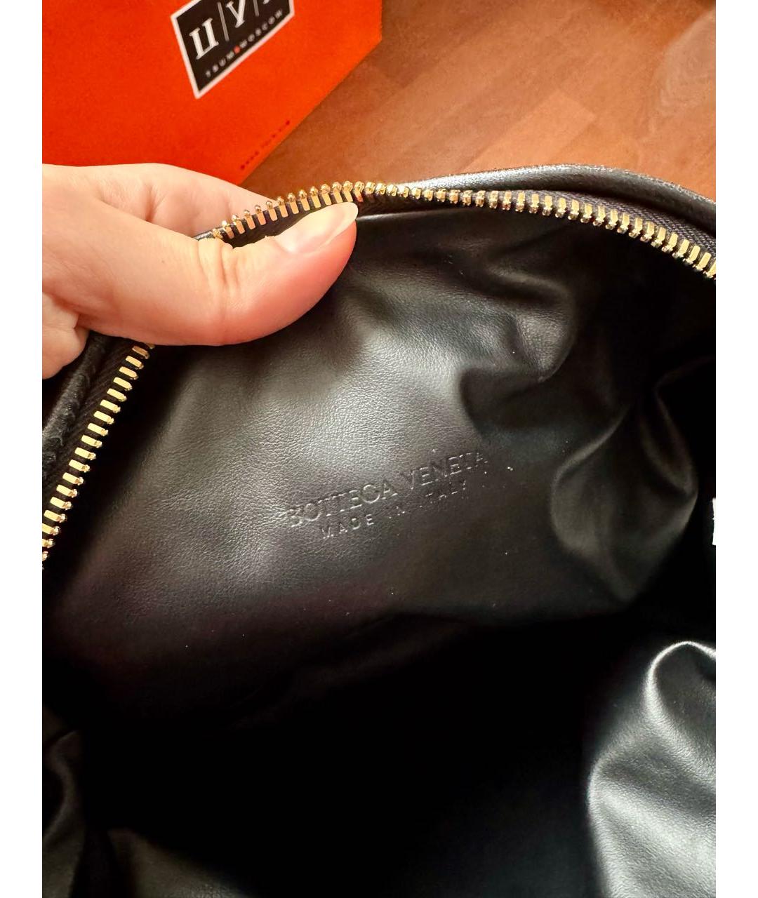 BOTTEGA VENETA Черная кожаная сумка с короткими ручками, фото 4