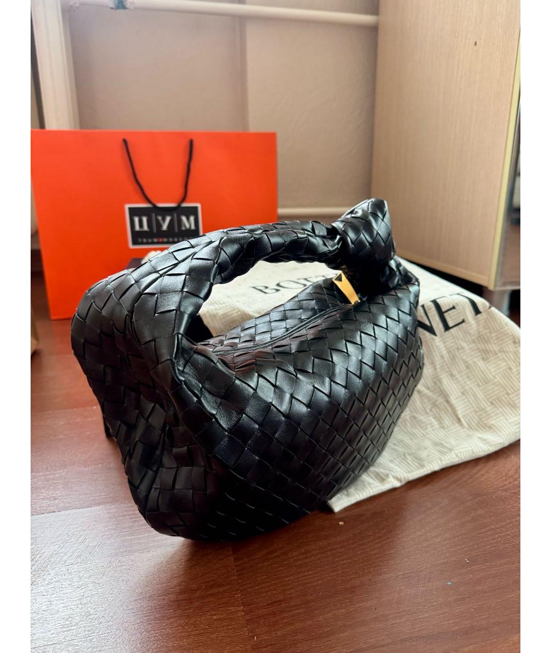 BOTTEGA VENETA Черная кожаная сумка с короткими ручками, фото 2