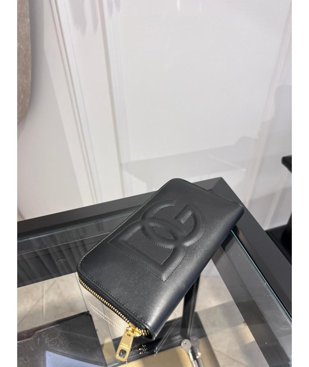 DOLCE&GABBANA Черный кожаный кошелек, фото 2