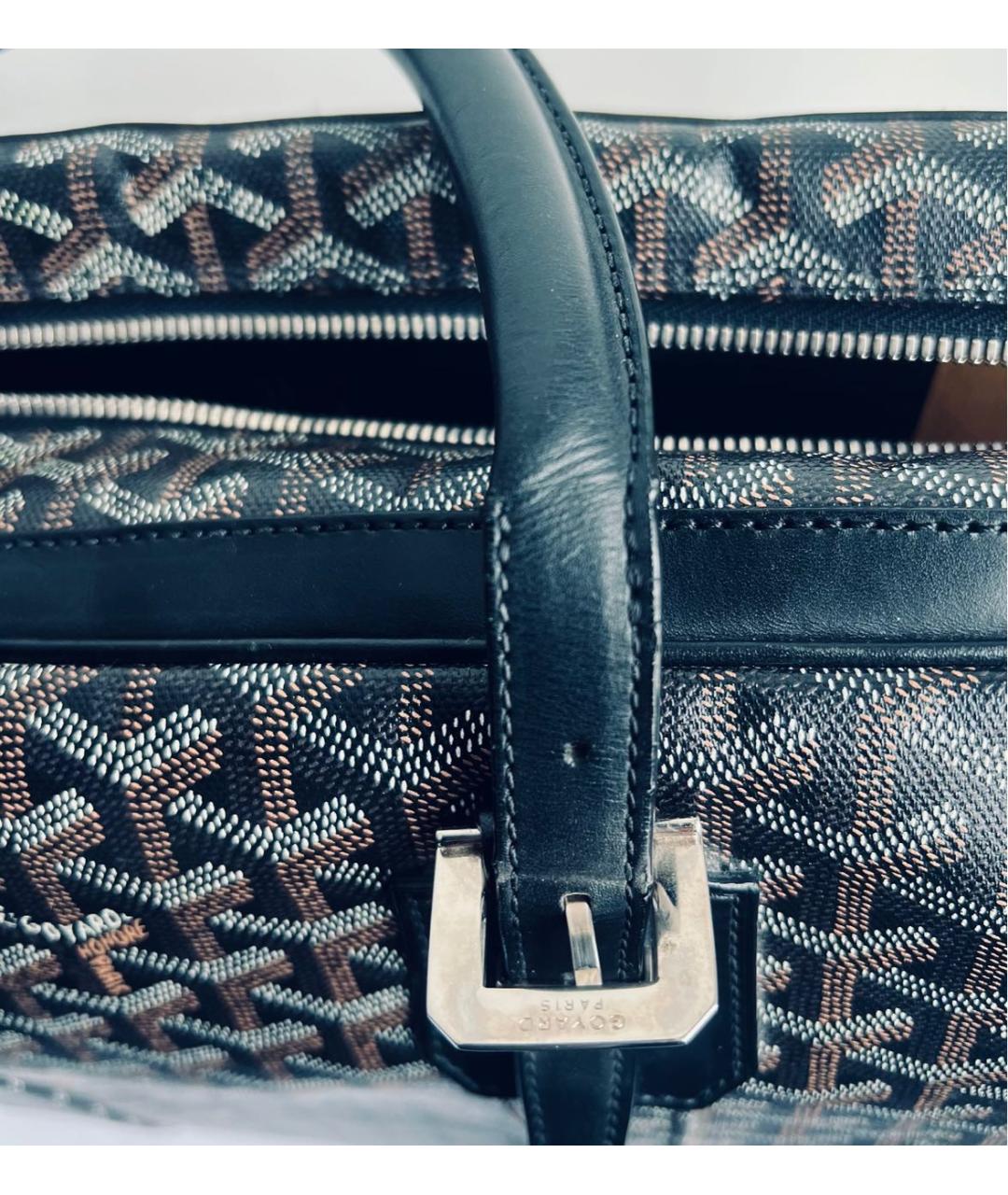 GOYARD Черный кожаный портфель, фото 5