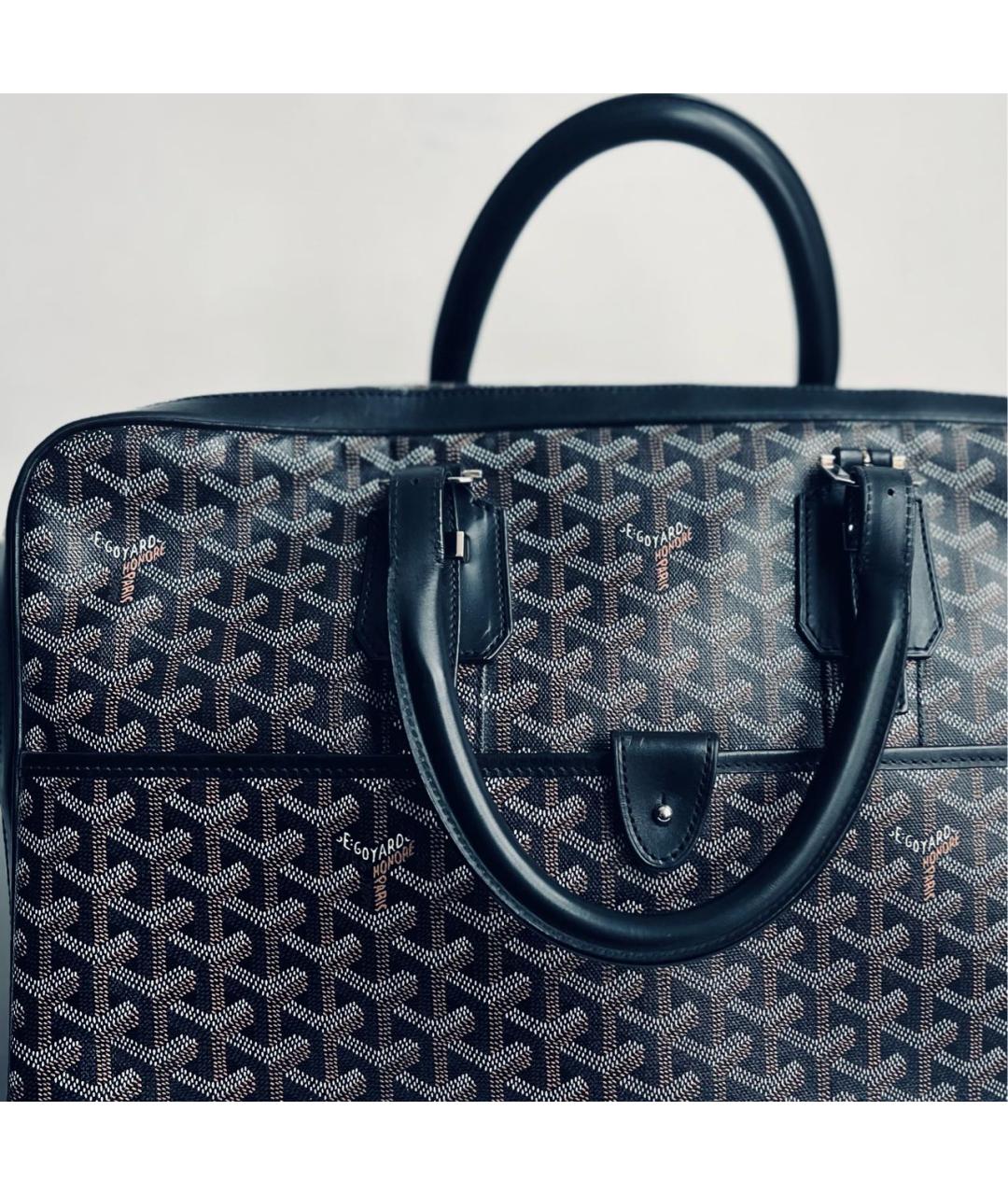 GOYARD Черный кожаный портфель, фото 7