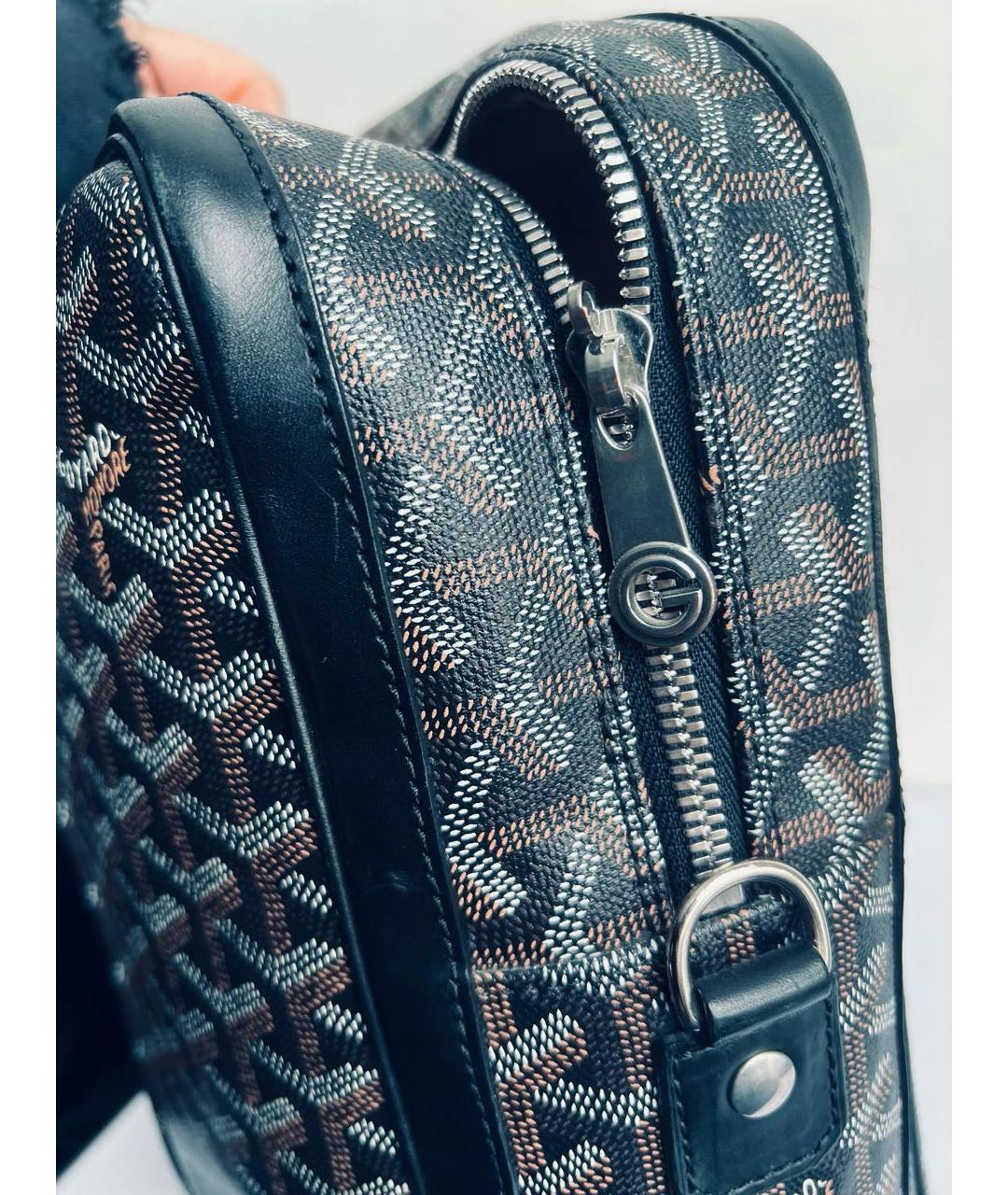 GOYARD Черный кожаный портфель, фото 6