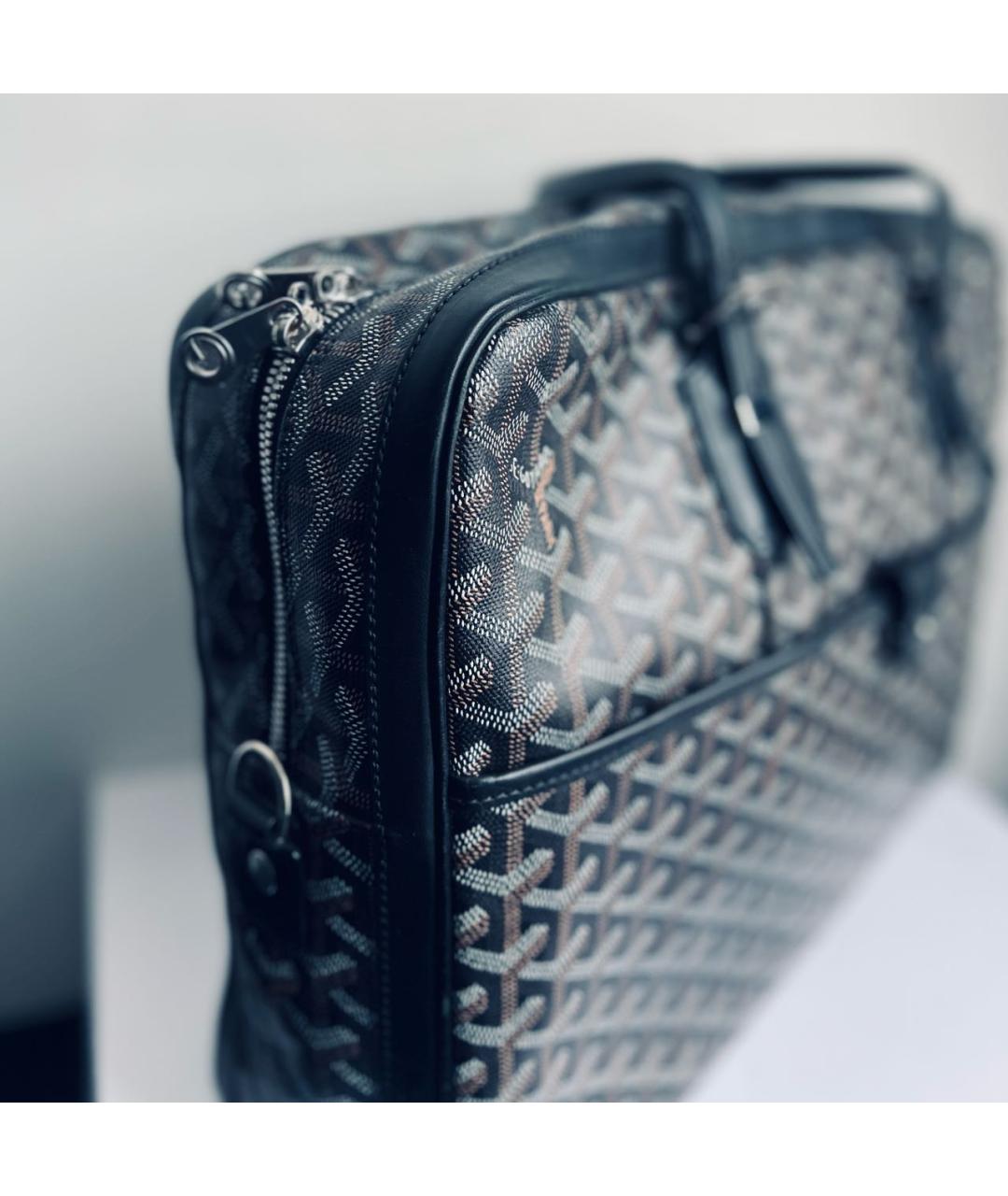 GOYARD Черный кожаный портфель, фото 2