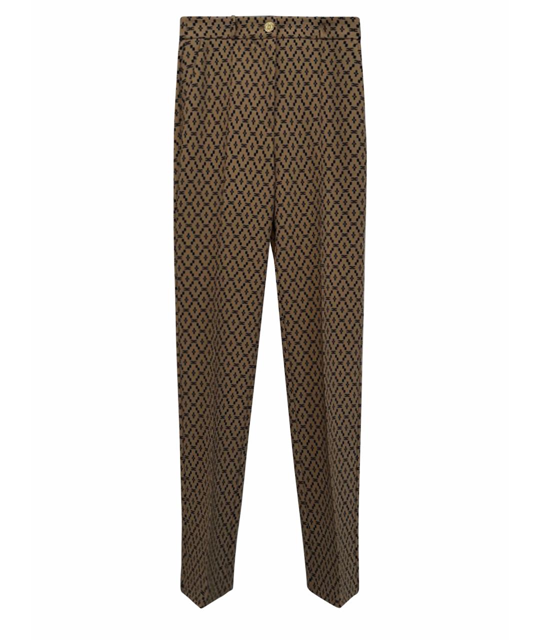 ELISABETTA FRANCHI Коричневые прямые брюки, фото 1