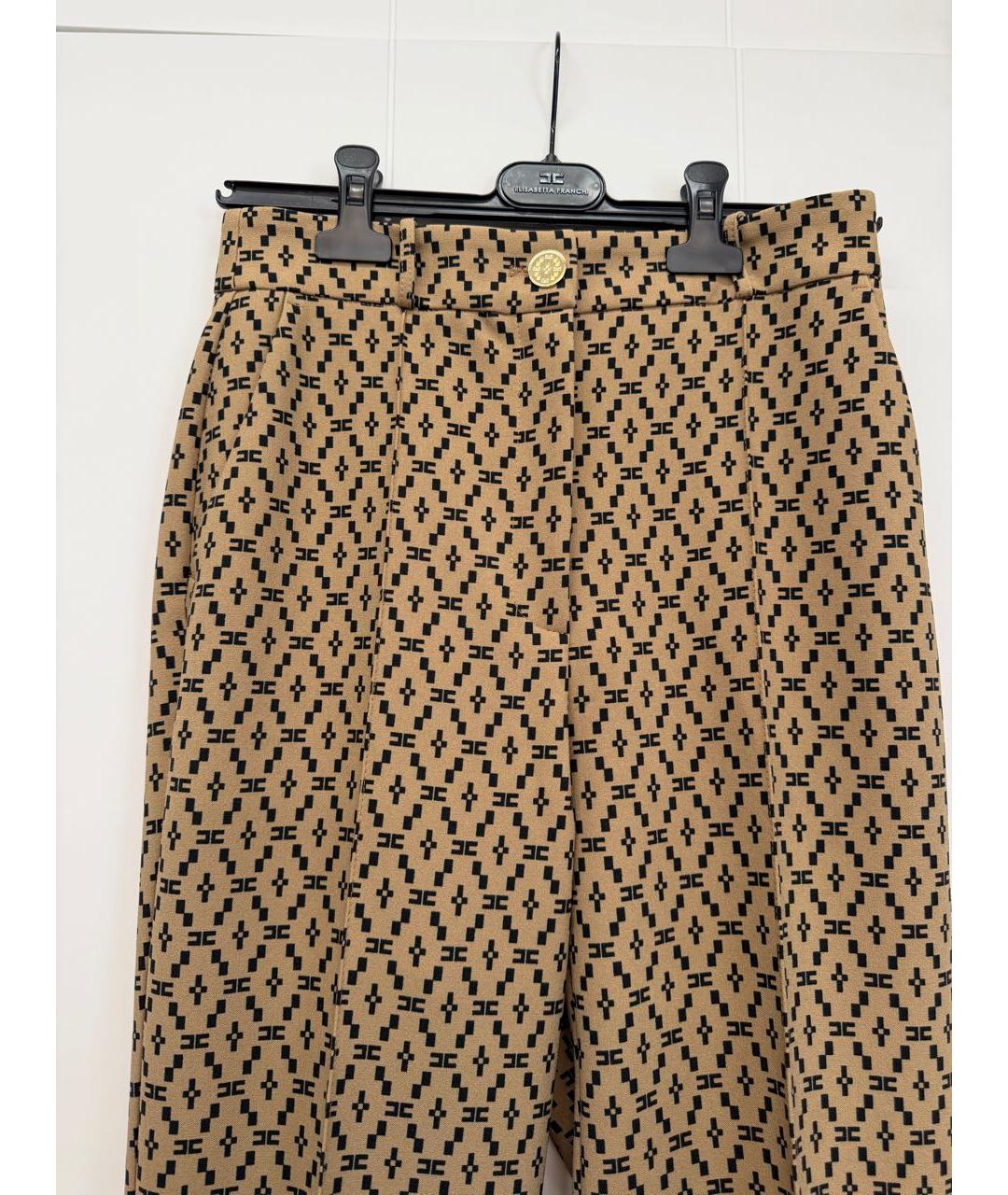 ELISABETTA FRANCHI Коричневые прямые брюки, фото 4