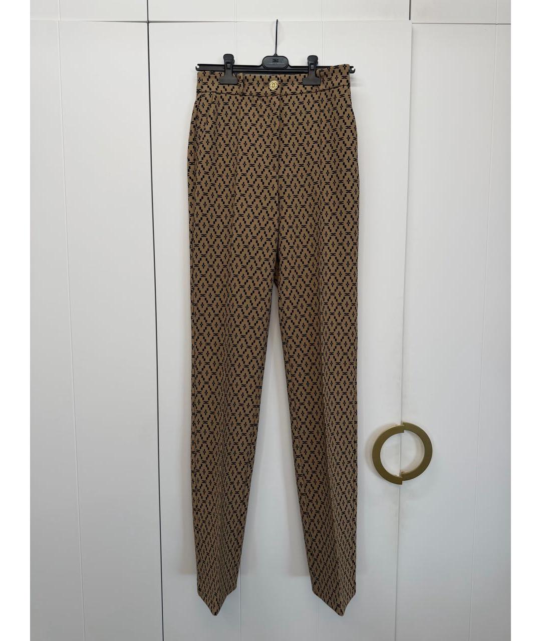 ELISABETTA FRANCHI Коричневые прямые брюки, фото 5