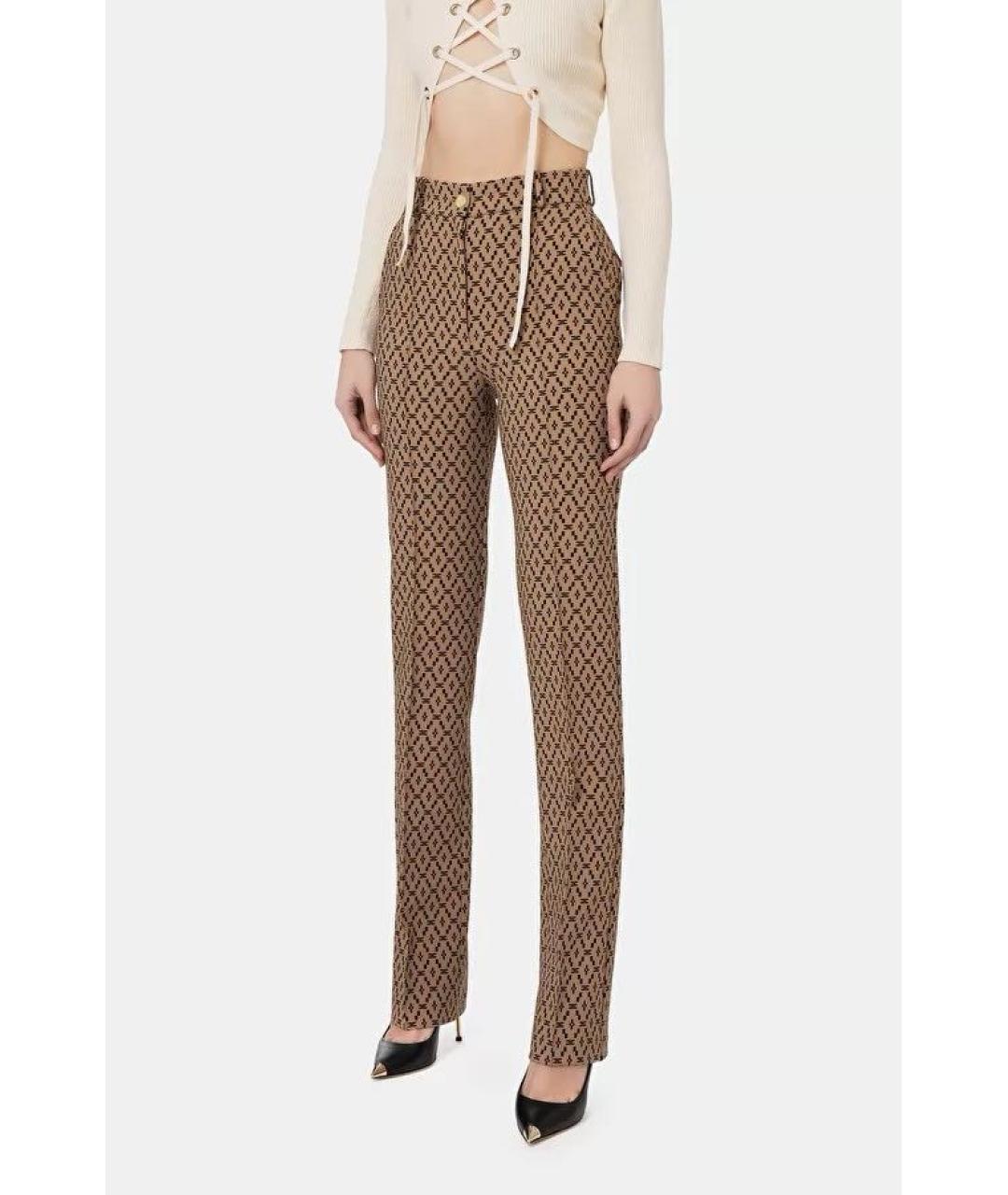 ELISABETTA FRANCHI Коричневые прямые брюки, фото 2