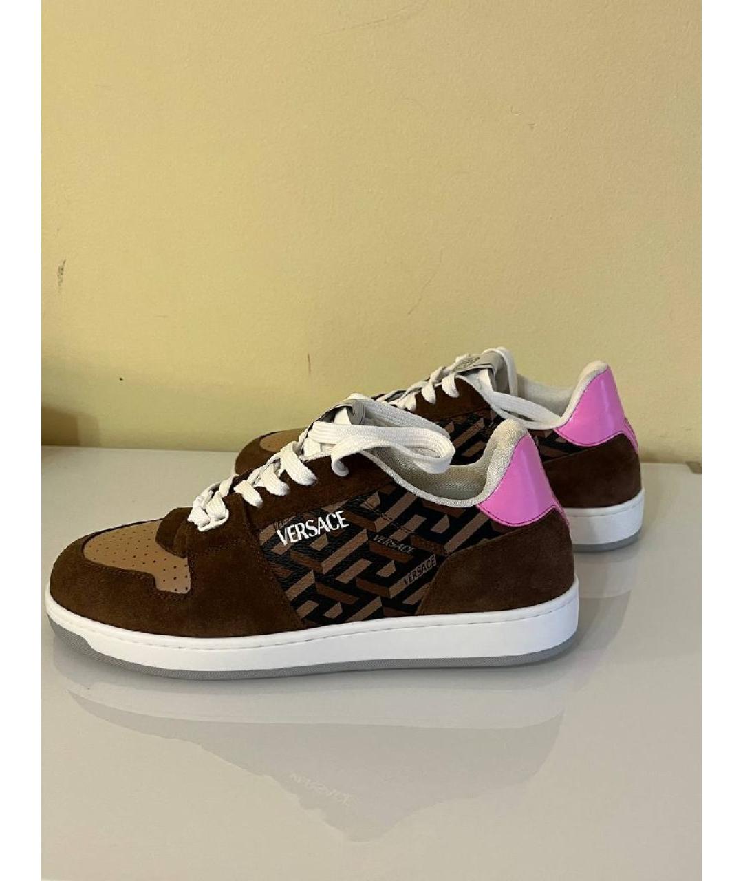 VERSACE Коричневые кожаные кеды, фото 7