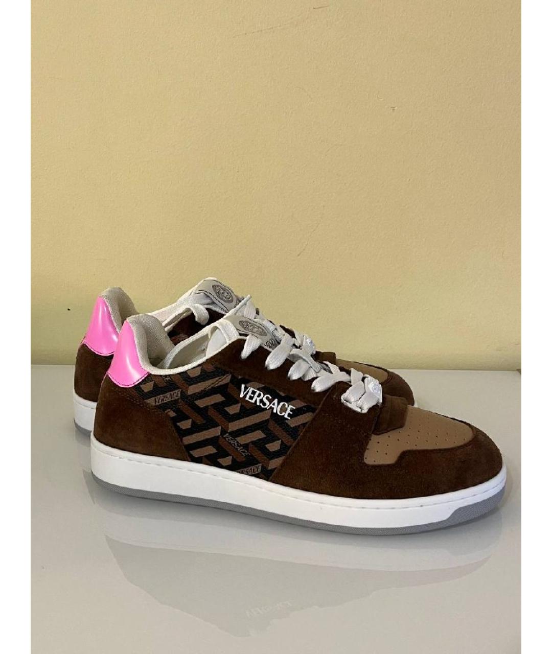 VERSACE Коричневые кожаные кеды, фото 9