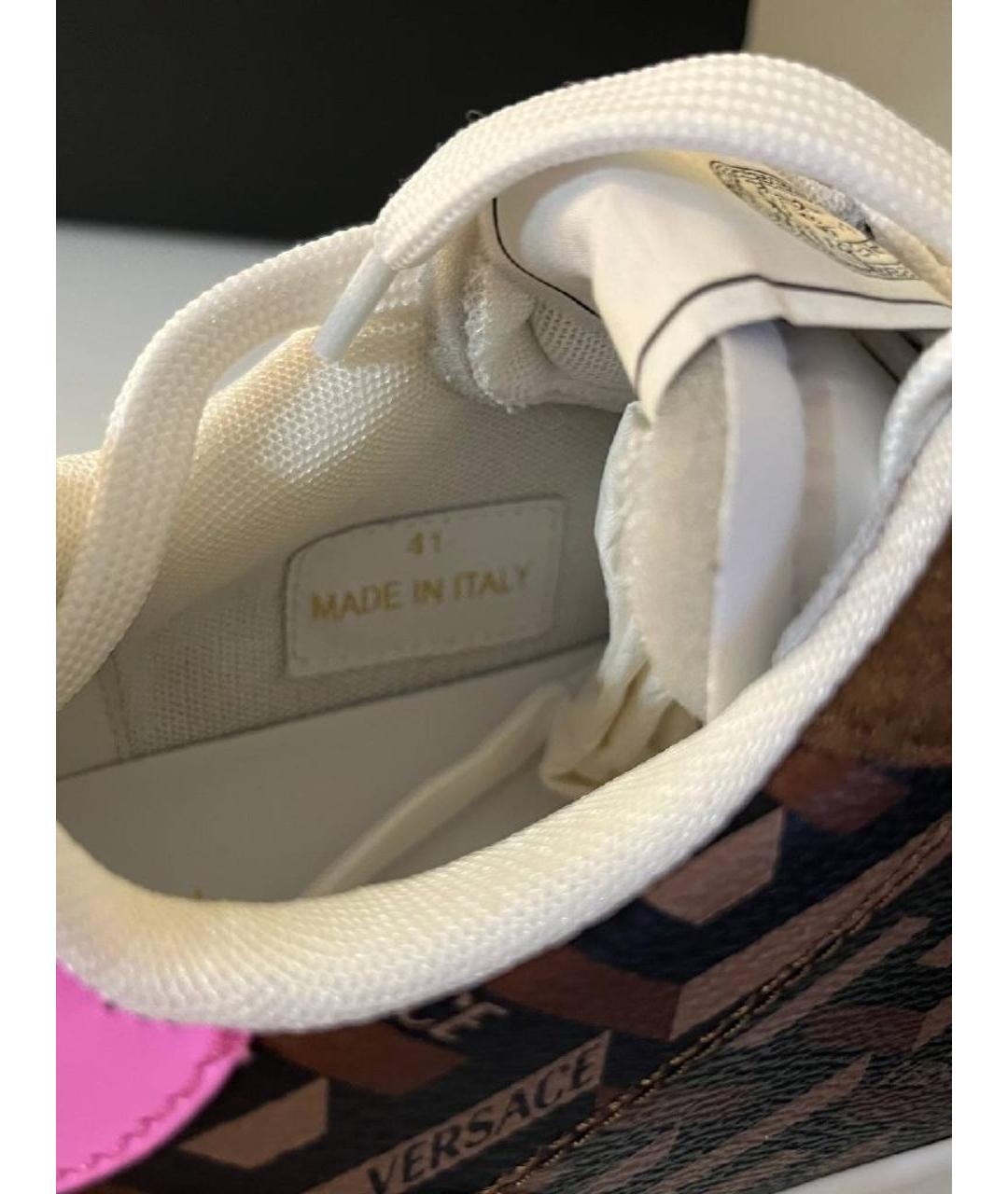 VERSACE Коричневые кожаные кеды, фото 8