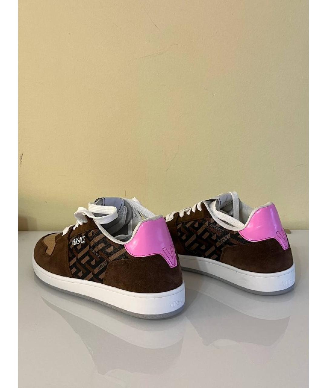 VERSACE Коричневые кожаные кеды, фото 5