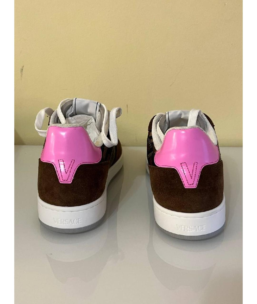 VERSACE Коричневые кожаные кеды, фото 3