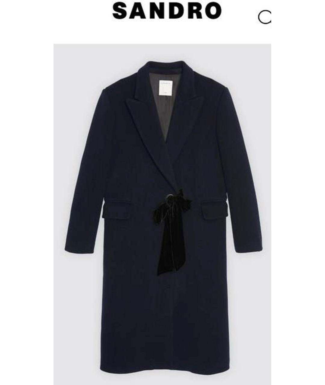 SANDRO Темно-синее шерстяное пальто, фото 5