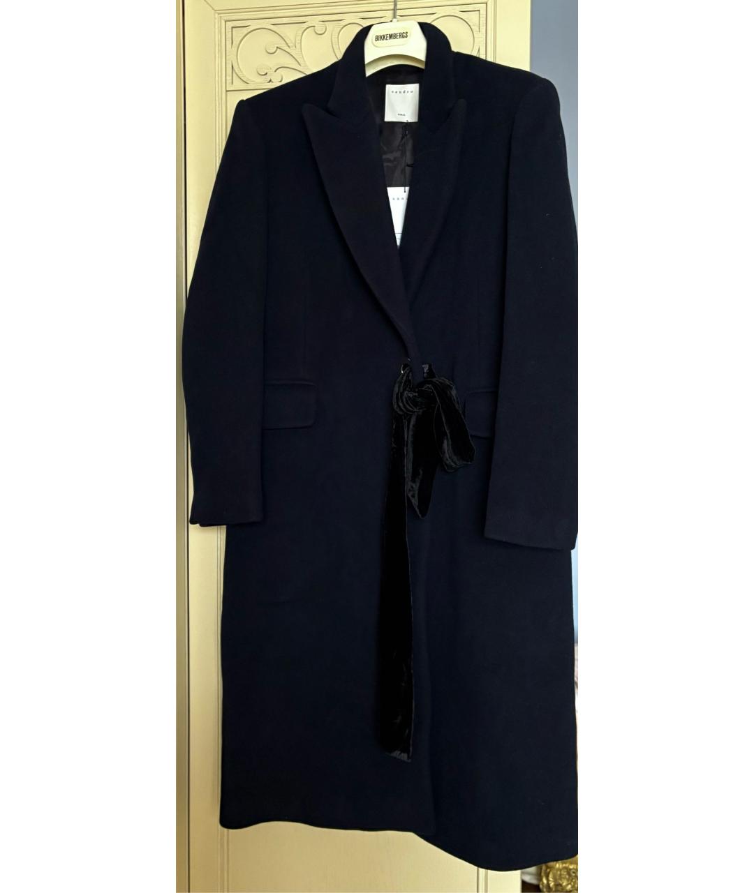 SANDRO Темно-синее шерстяное пальто, фото 2