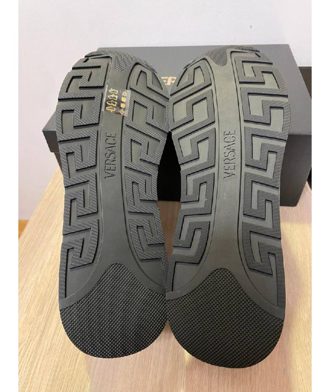 VERSACE Синие кожаные низкие кроссовки / кеды, фото 5