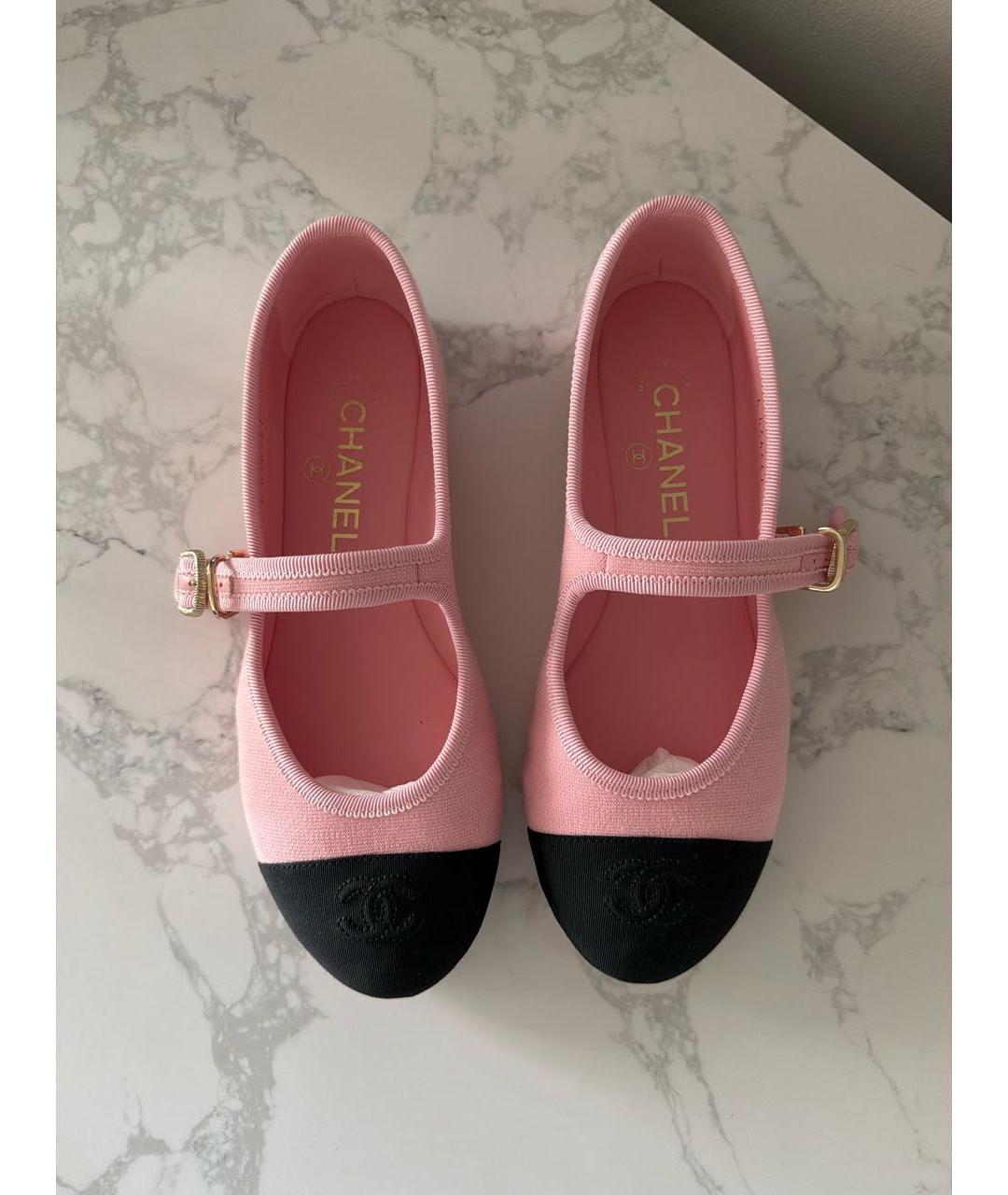 CHANEL Розовые текстильные балетки, фото 6