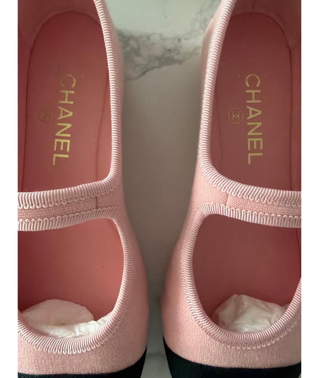 CHANEL Розовые текстильные балетки, фото 4
