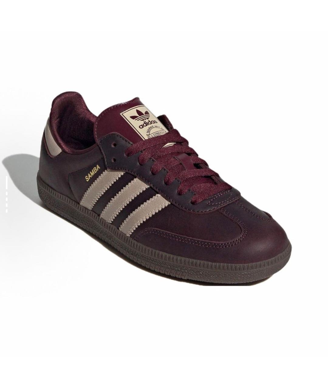 ADIDAS Бордовые кожаные кроссовки, фото 3