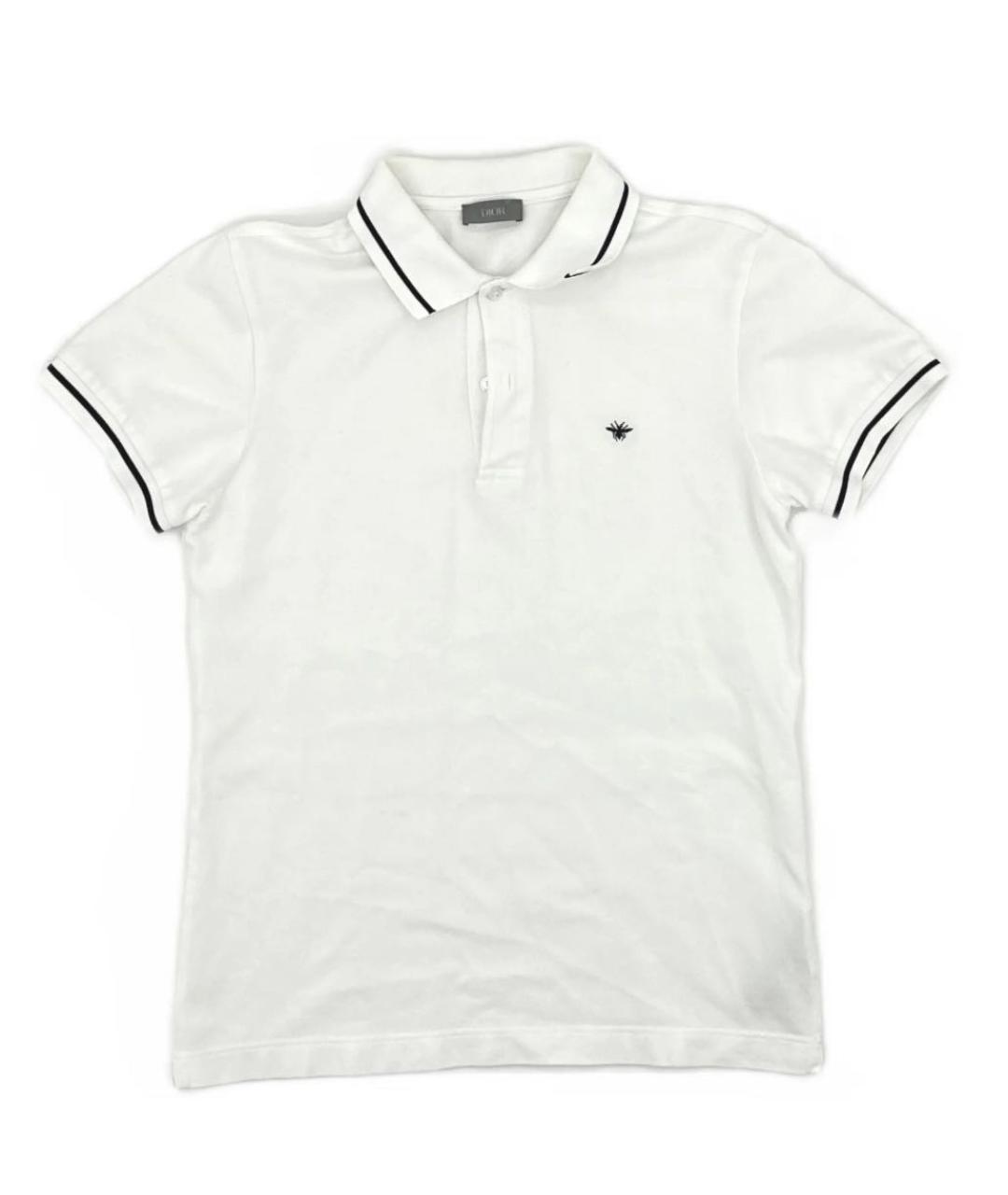 CHRISTIAN DIOR Белое хлопковое поло с коротким рукавом, фото 3