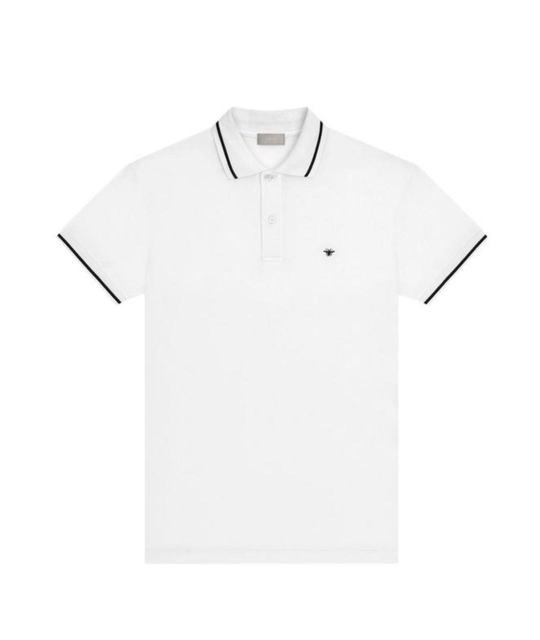 CHRISTIAN DIOR Белое хлопковое поло с коротким рукавом, фото 1