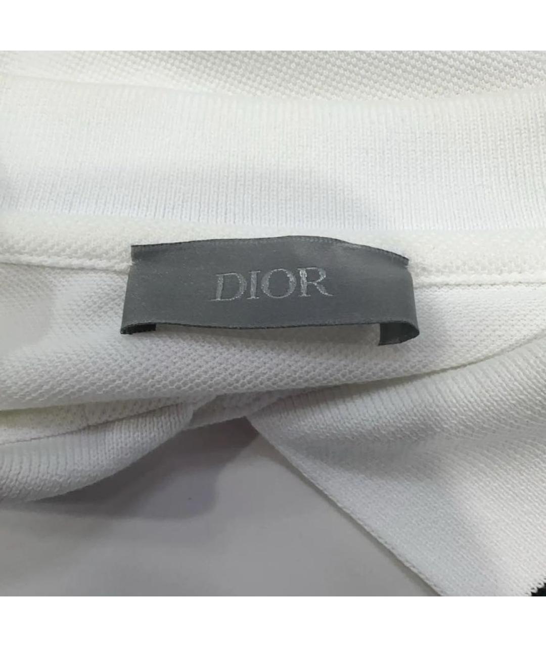 CHRISTIAN DIOR Белое хлопковое поло с коротким рукавом, фото 6
