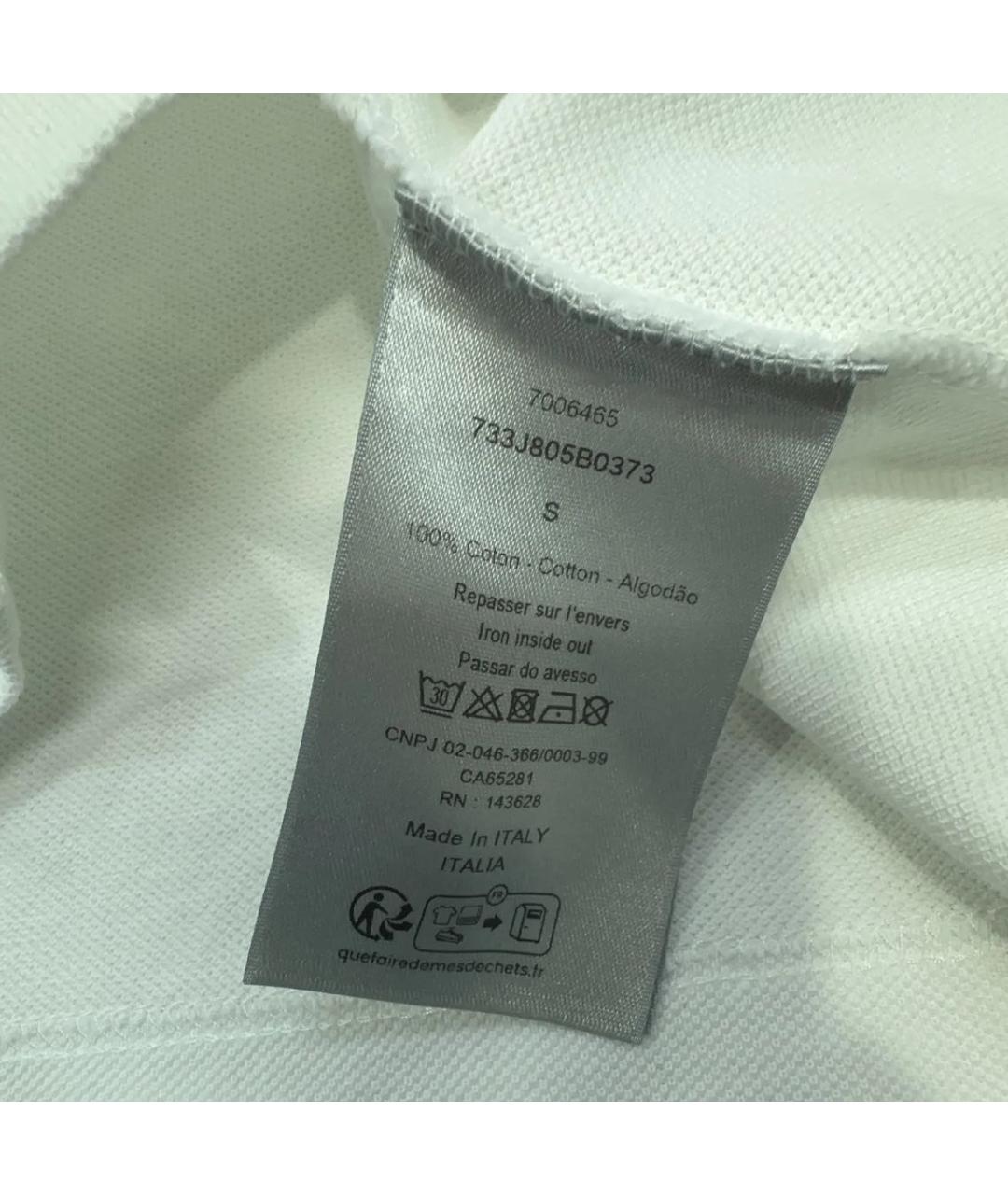 CHRISTIAN DIOR Белое хлопковое поло с коротким рукавом, фото 4