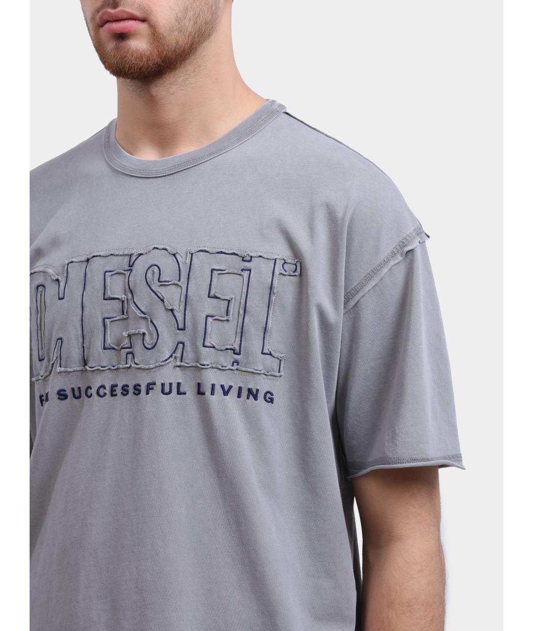 DIESEL Серая хлопковая футболка, фото 4