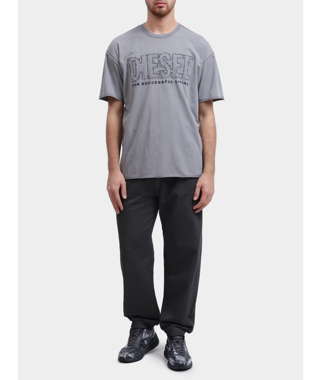 DIESEL Серая хлопковая футболка, фото 2