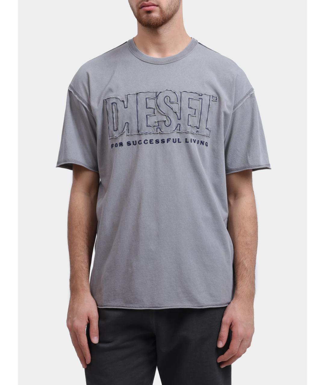 DIESEL Серая хлопковая футболка, фото 6