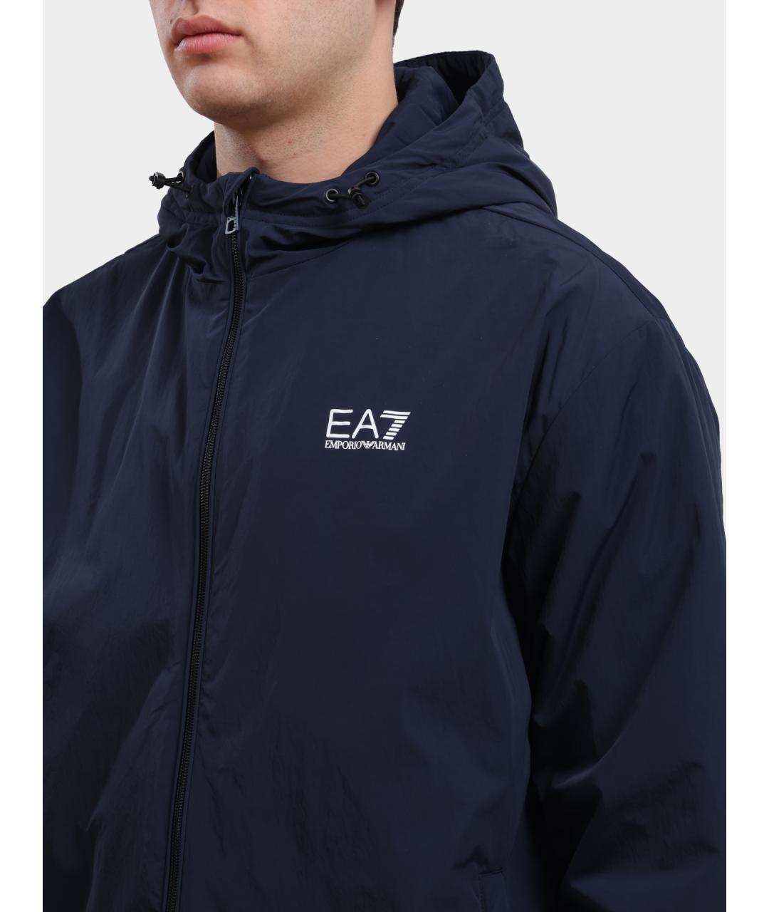 EA7 Синяя полиамидовая куртка, фото 5