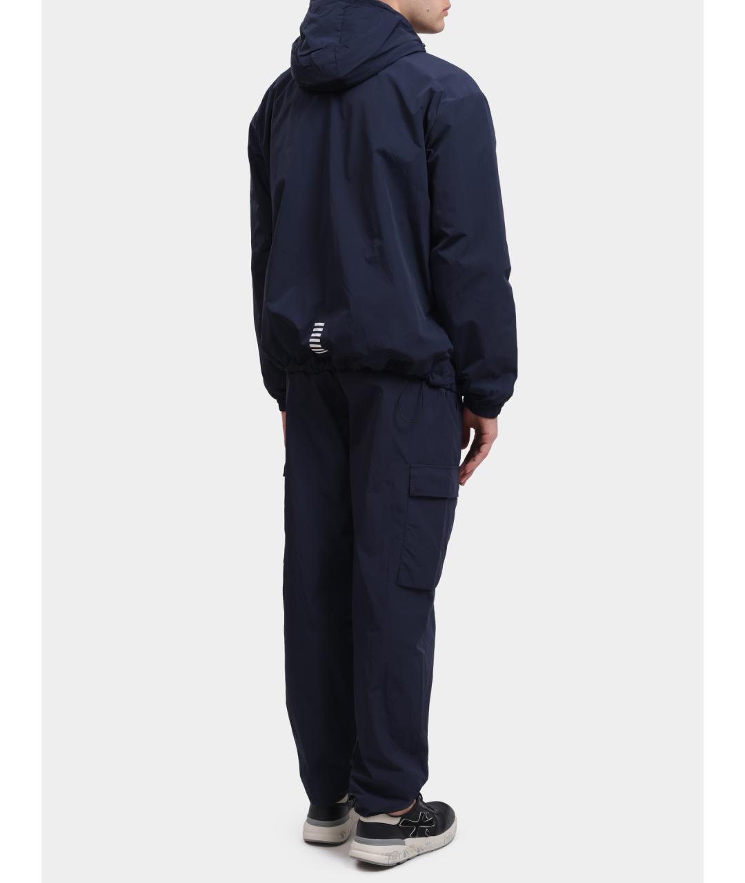 EA7 Синяя полиамидовая куртка, фото 7