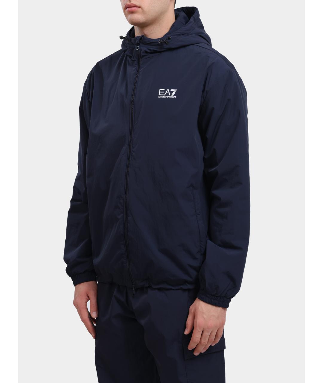 EA7 Синяя полиамидовая куртка, фото 4