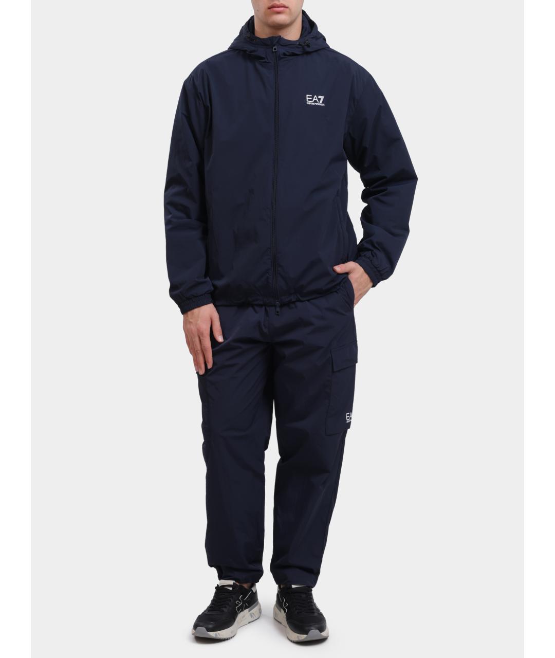 EA7 Синяя полиамидовая куртка, фото 3