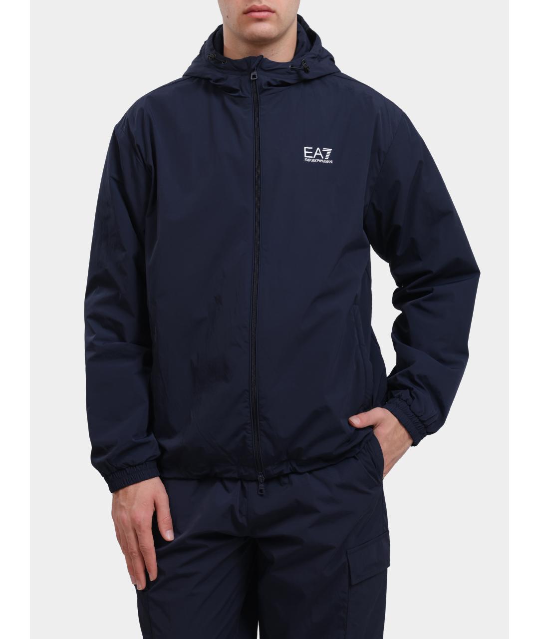 EA7 Синяя полиамидовая куртка, фото 2