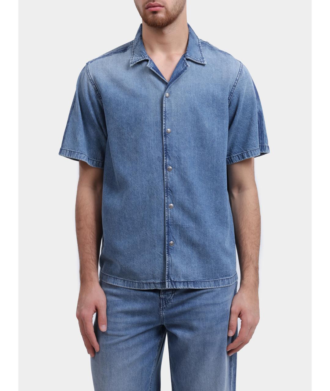 DIESEL Голубая хлопковая кэжуал рубашка, фото 6