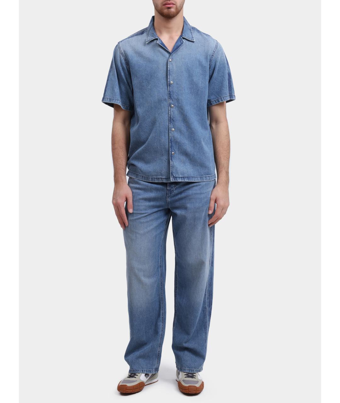 DIESEL Голубая хлопковая кэжуал рубашка, фото 2