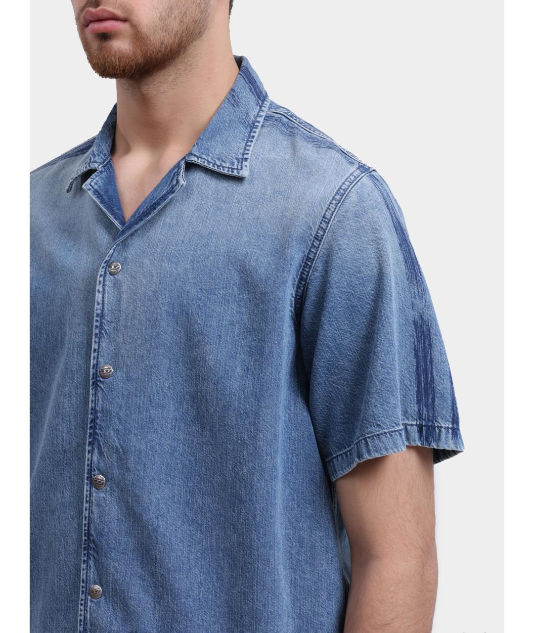 DIESEL Голубая хлопковая кэжуал рубашка, фото 4