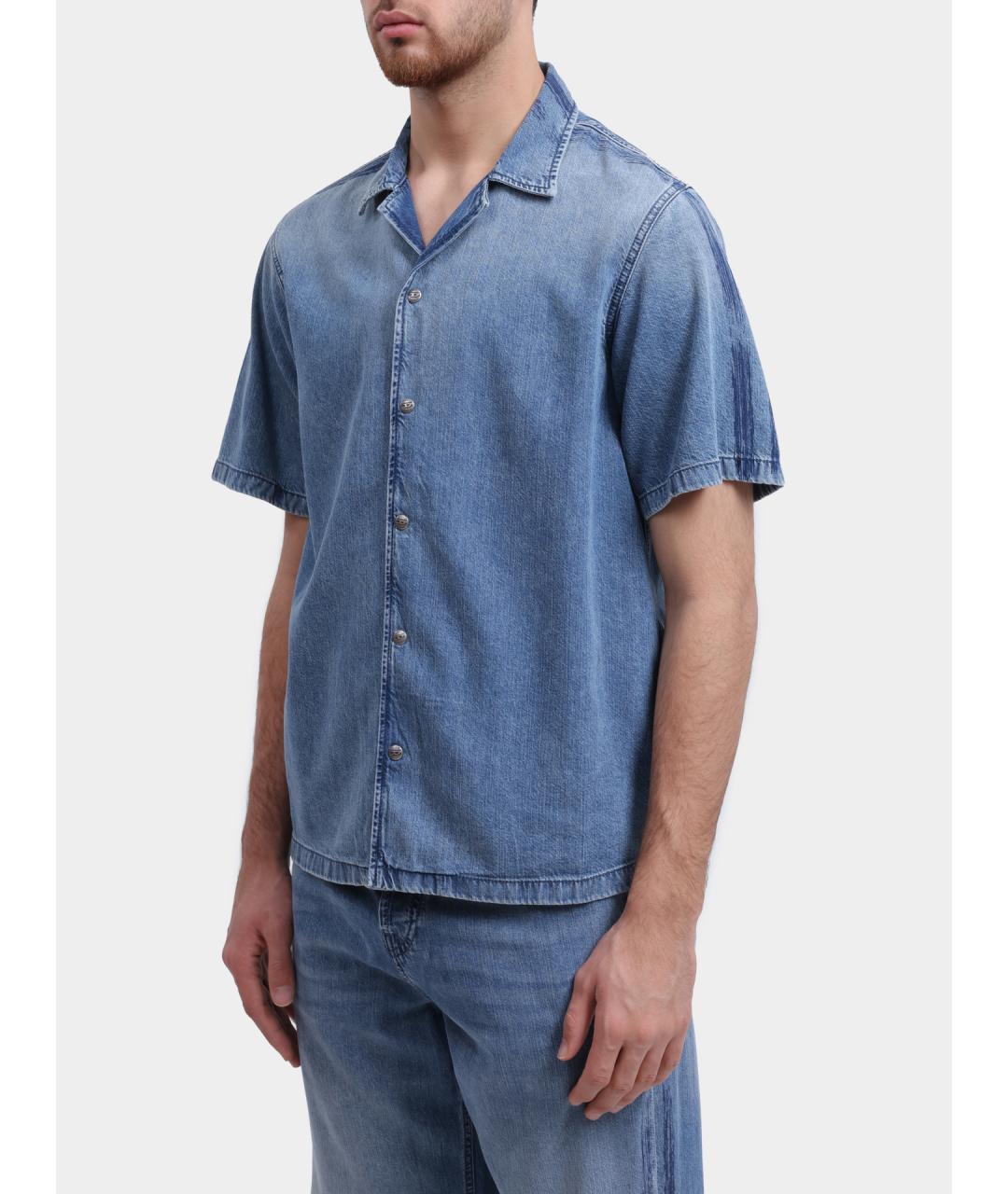 DIESEL Голубая хлопковая кэжуал рубашка, фото 3