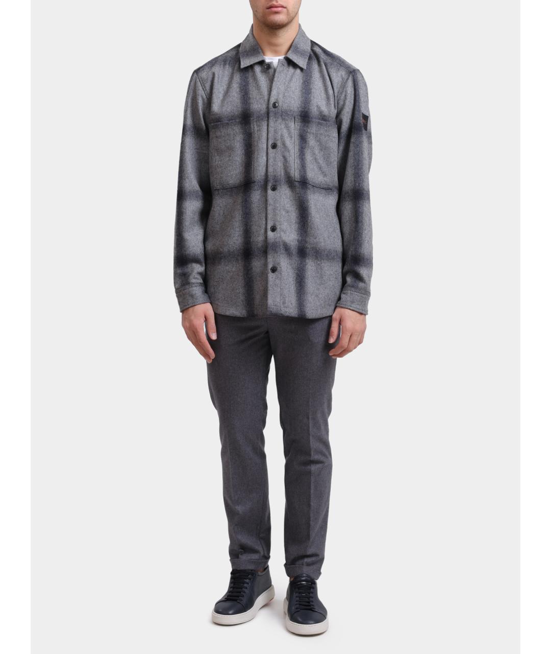 HUGO BOSS Серая шерстяная кэжуал рубашка, фото 2