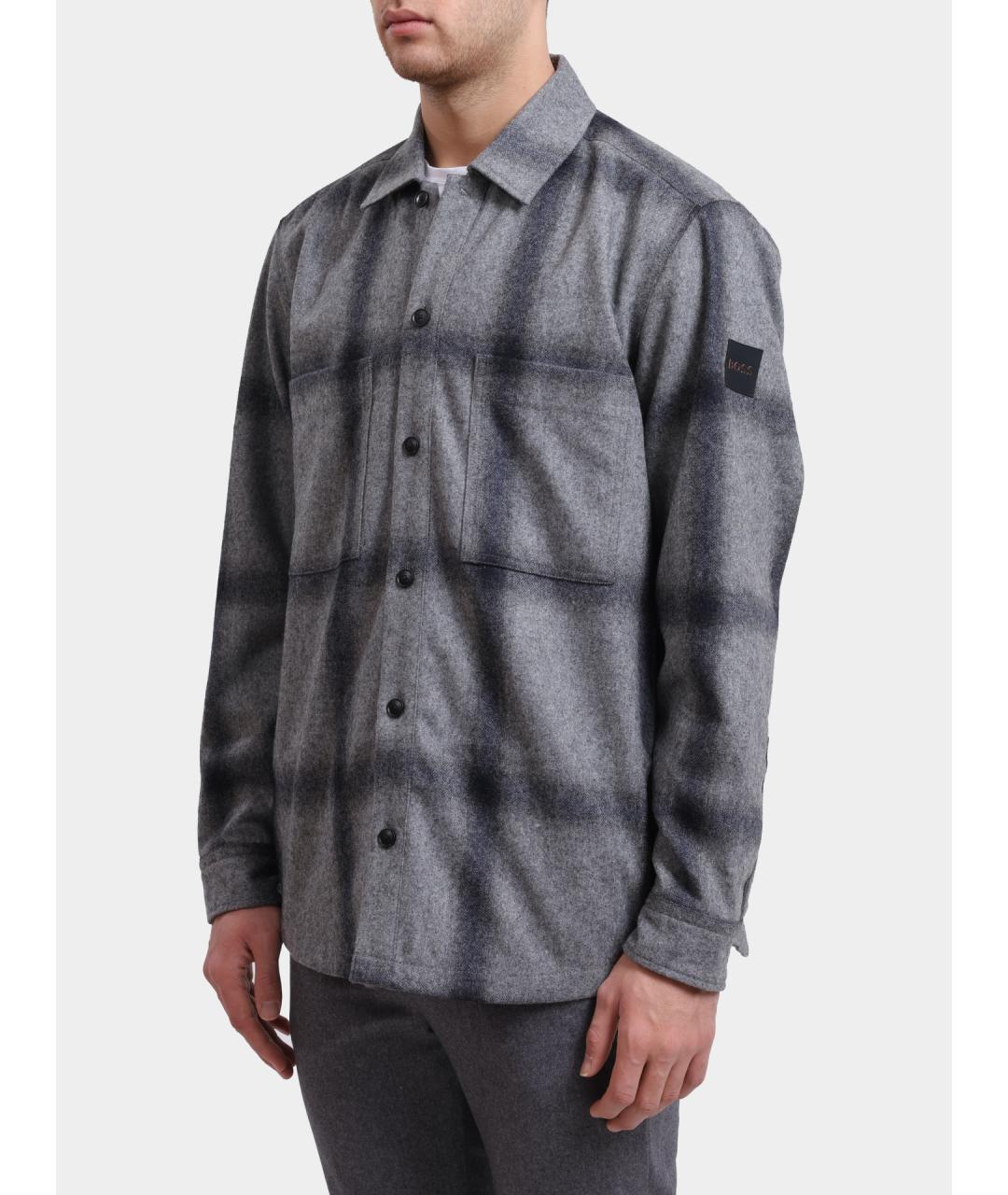 HUGO BOSS Серая шерстяная кэжуал рубашка, фото 3
