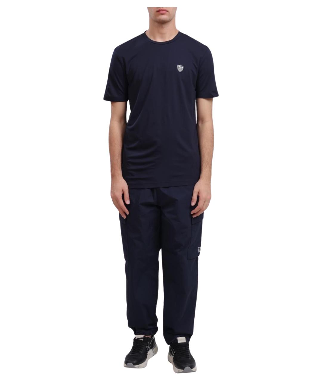 EA7 Синие полиамидовые повседневные брюки, фото 1